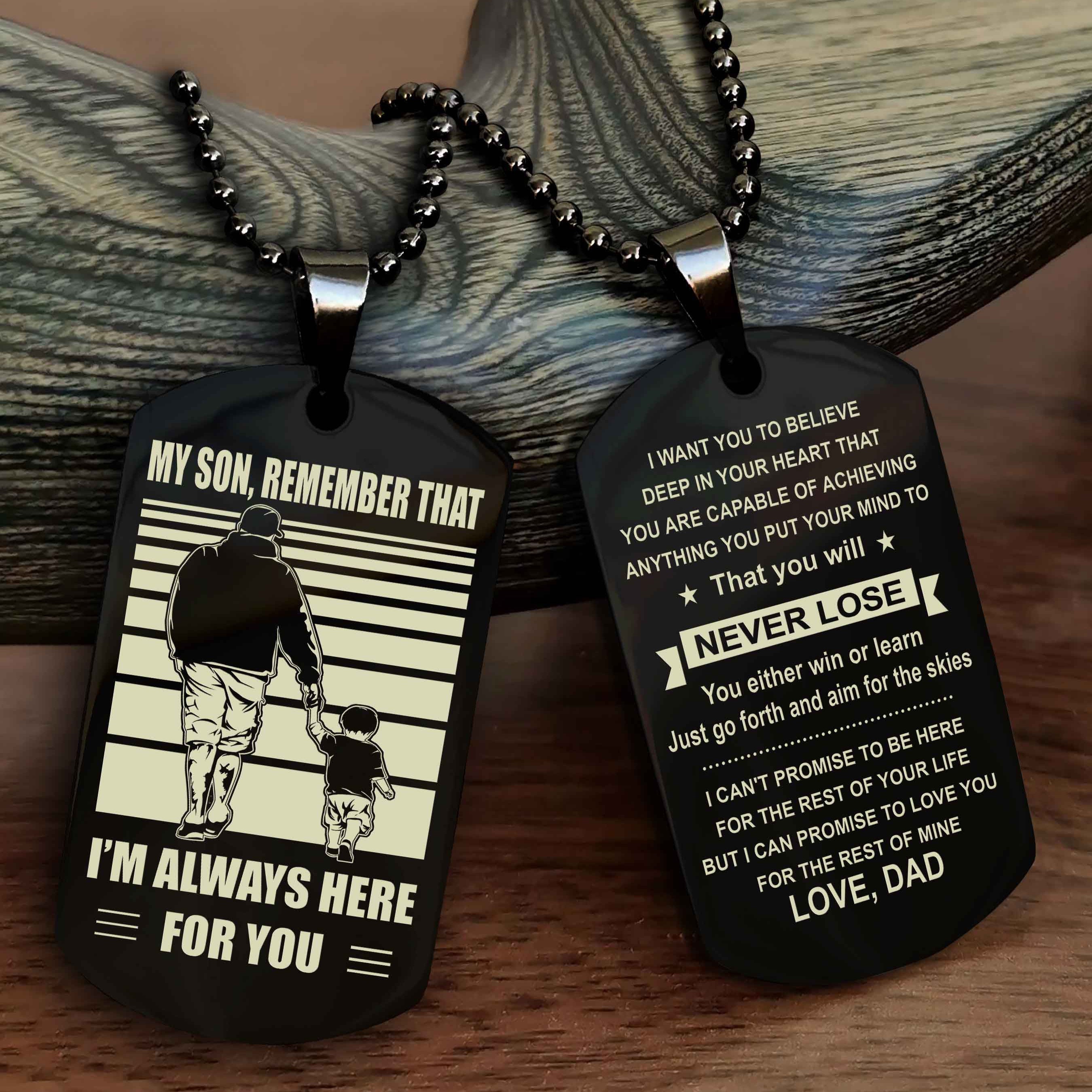 Biker Personalized Double Sided Dog Tag My Son Remember That I Will Always Here You Will Never Lose You Either Win Or Learn