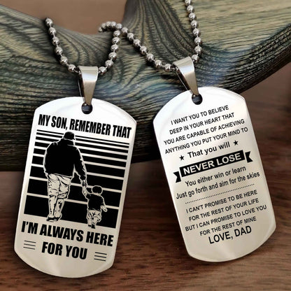 Viking Personalized Double Sided Dog Tag My Son Remember That I Will Always Here You Will Never Lose You Either Win Or Learn