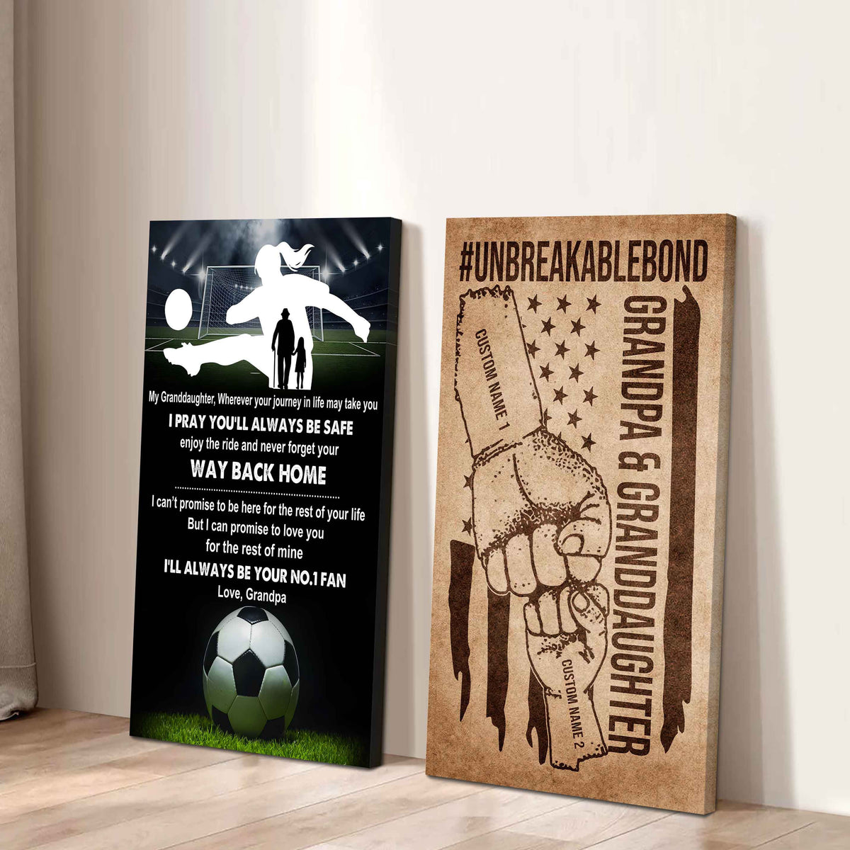 Grandpa And Granddaughter UnBreakable Bond - 2 Piece Canvas Wall Art - Never Forget Your Way Back Home