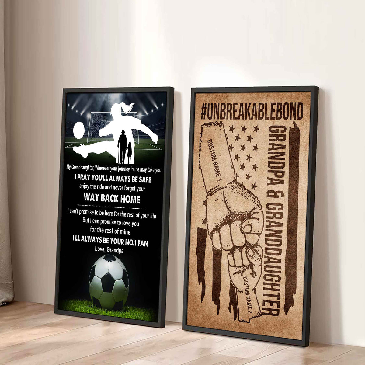 Grandpa And Granddaughter UnBreakable Bond - 2 Piece Canvas Wall Art - Never Forget Your Way Back Home