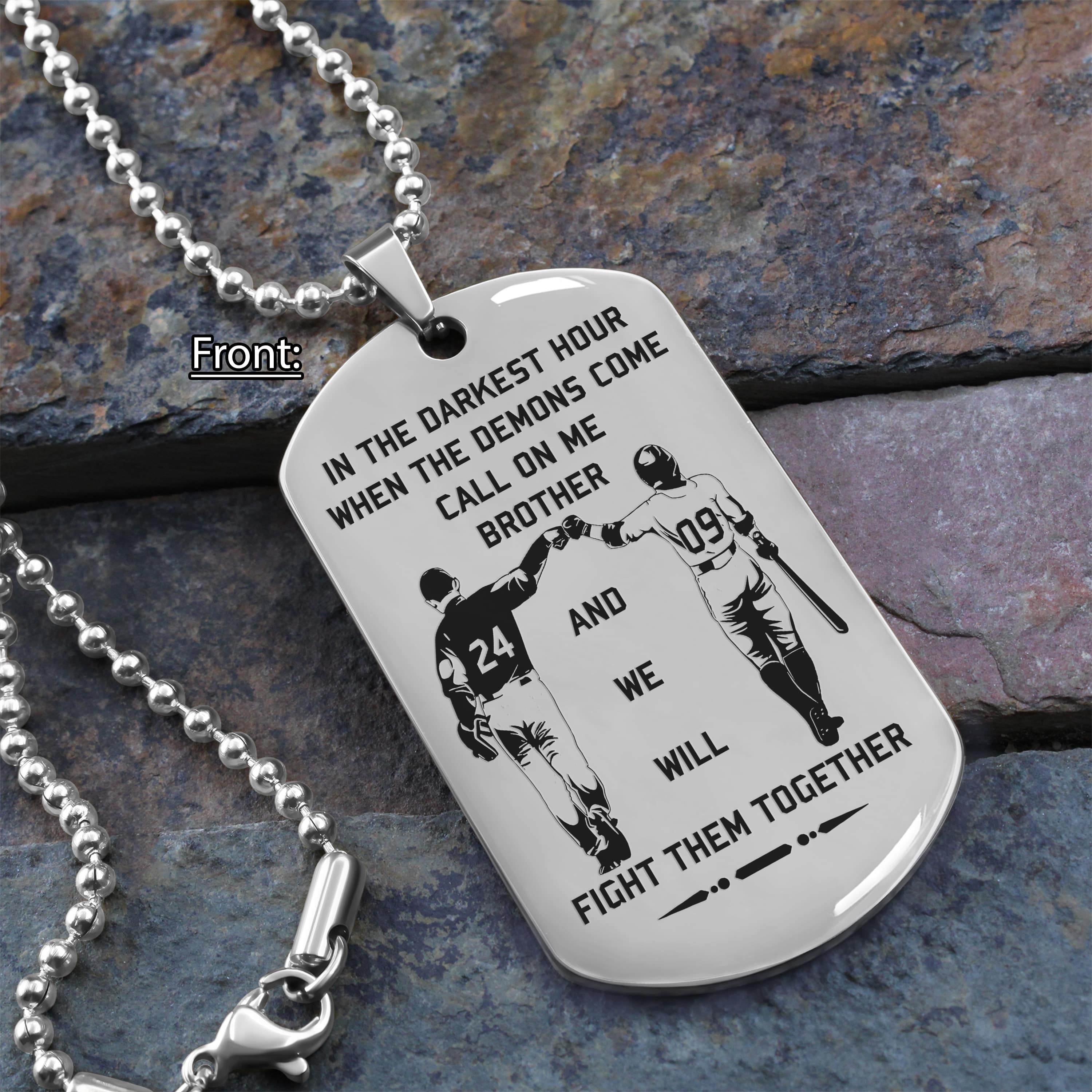 Vikings customizable engraved black dog tag double sided gift from brother, brother forever