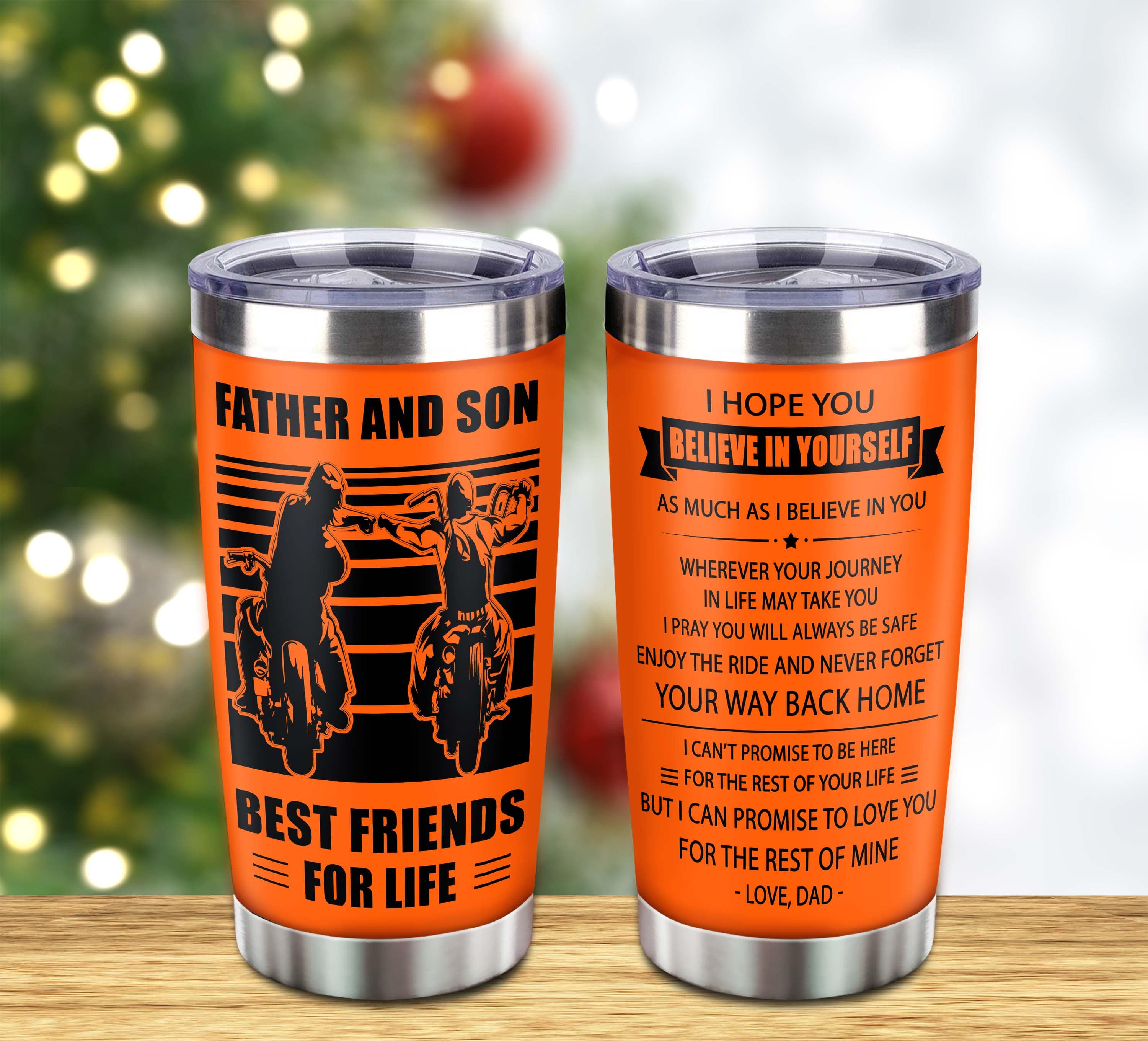 Customizable Soccer Tumbler, Gifts From Dad To Son Father And Son Best Friend For Life With Inspriration Message