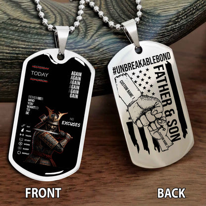 Personalized Double Side Graphic Dog Tag Father And Son UnBreakable Bond Again Again Again