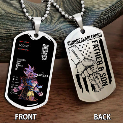 Personalized Double Side Graphic Dog Tag Father And Son UnBreakable Bond Again Again Again