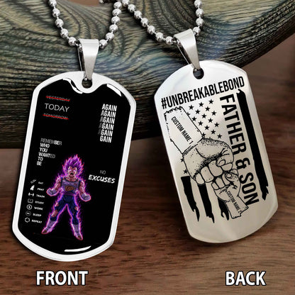 Personalized Double Side Graphic Dog Tag Father And Son UnBreakable Bond Again Again Again