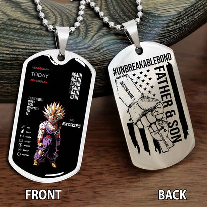Personalized Double Side Graphic Dog Tag Father And Son UnBreakable Bond Again Again Again