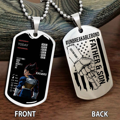 Personalized Double Side Graphic Dog Tag Father And Son UnBreakable Bond Again Again Again
