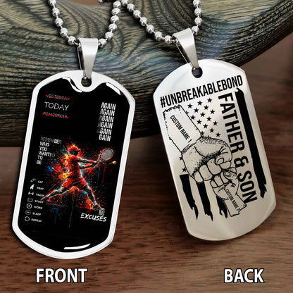 Personalized Double Side Graphic Dog Tag Father And Son UnBreakable Bond Again Again Again