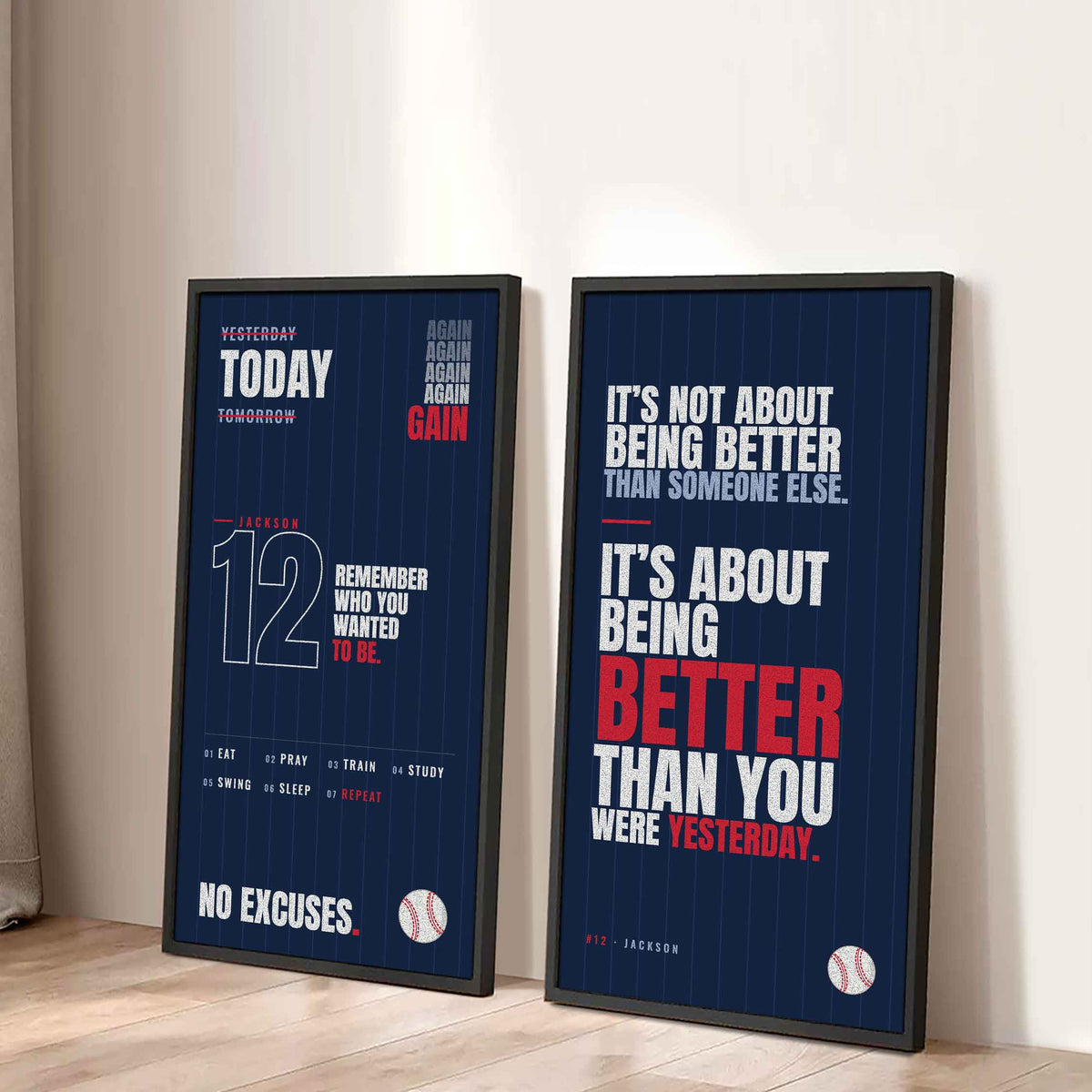 Sport Poster Again Again Again It's About Being Better Than You Were Yesterday - 2 Piece Canvas Wall Art