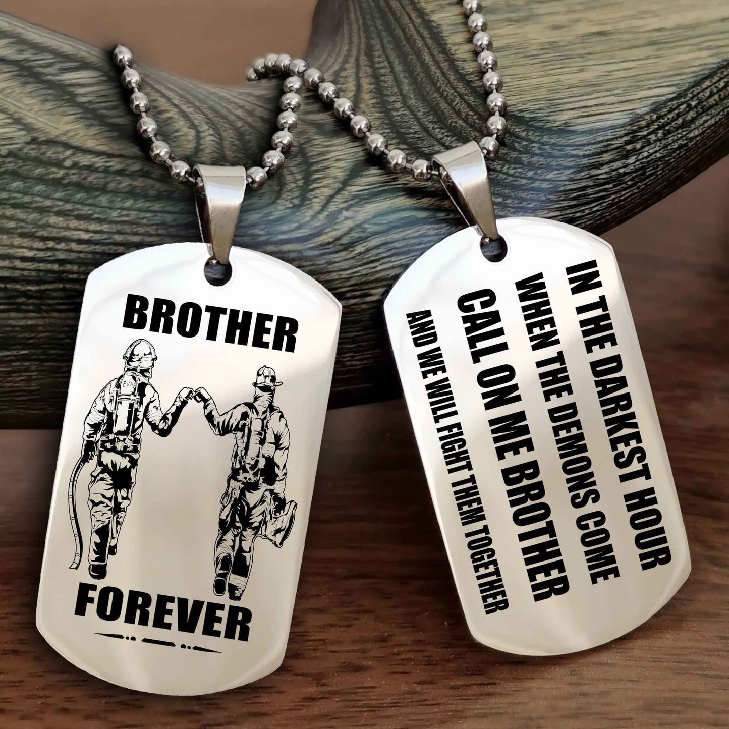 Viking Engraved Double Sided Dog Tag Call On Me Brother NAG Brothers Forever We Will Fight Them Together
