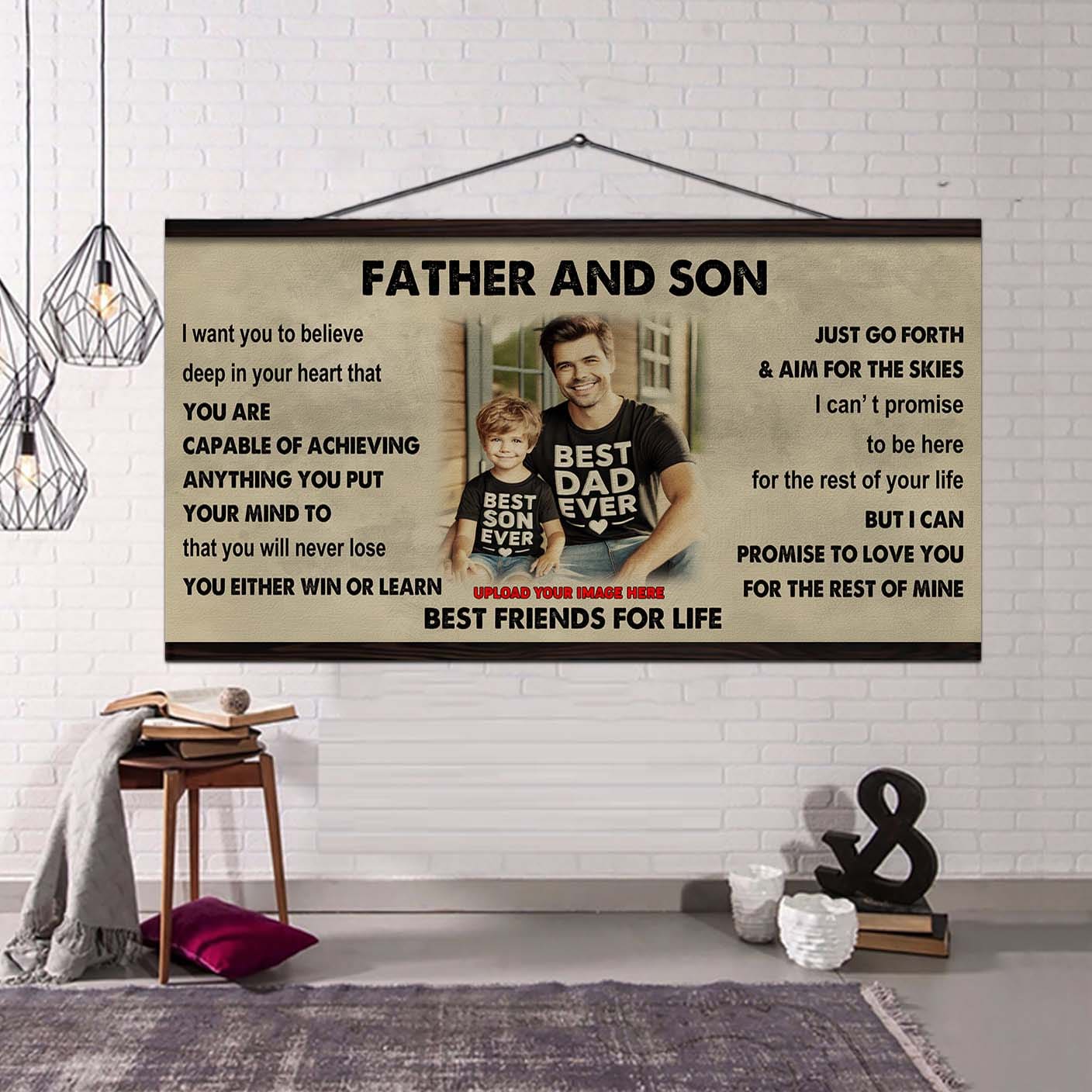 Photo Upload Father And Son Best Friends For Life - Ver 2 You Will Never Lose Poster Canvas Gift For Son From Father