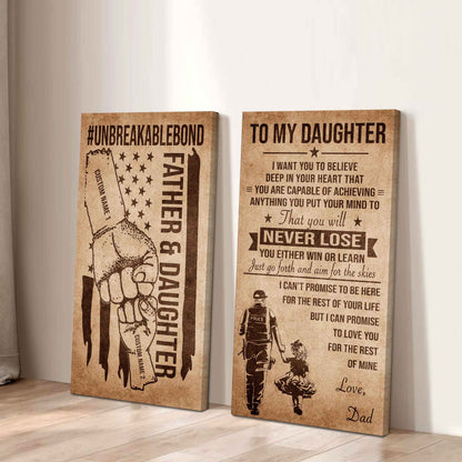 Father And Daughter UnBreakable Bond - 2 Piece Canvas Wall Art Black Floating Frame - You Will Never Lose You Either Win Or Learn Love Dad