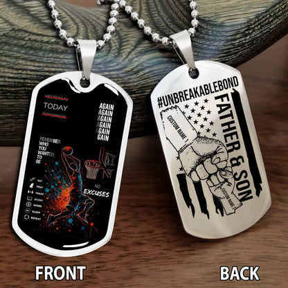 Personalized Double Side Graphic Dog Tag Father And Son UnBreakable Bond Again Again Again