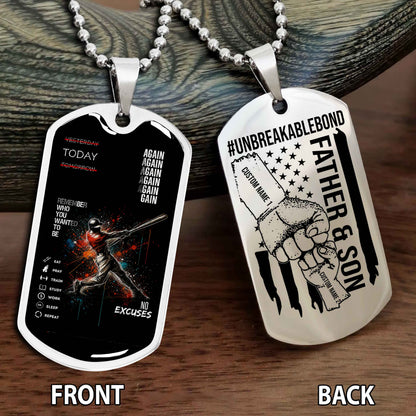 Personalized Double Side Graphic Dog Tag Father And Son UnBreakable Bond Again Again Again