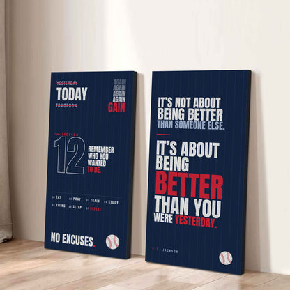 Sport Poster Again Again Again It's About Being Better Than You Were Yesterday - 2 Piece Canvas Wall Art