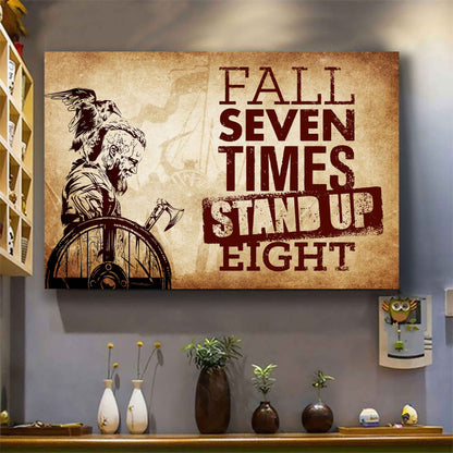 Viking Poster Canvas Fall Down Seven Times Stand Up Eight