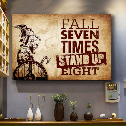 Viking Poster Canvas Fall Down Seven Times Stand Up Eight