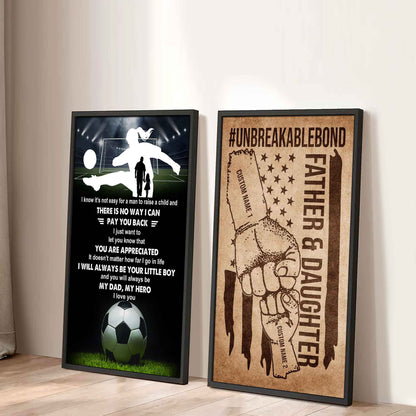 To My Dad UnBreakable Bond - 2 Piece Canvas Wall Art - I Know It's Not Easy To Raise