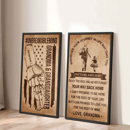 Grandma And Granddaughter UnBreakable Bond - 2 Piece Canvas Wall Art Black Floating Frame - Never Forget Your Way Back Home
