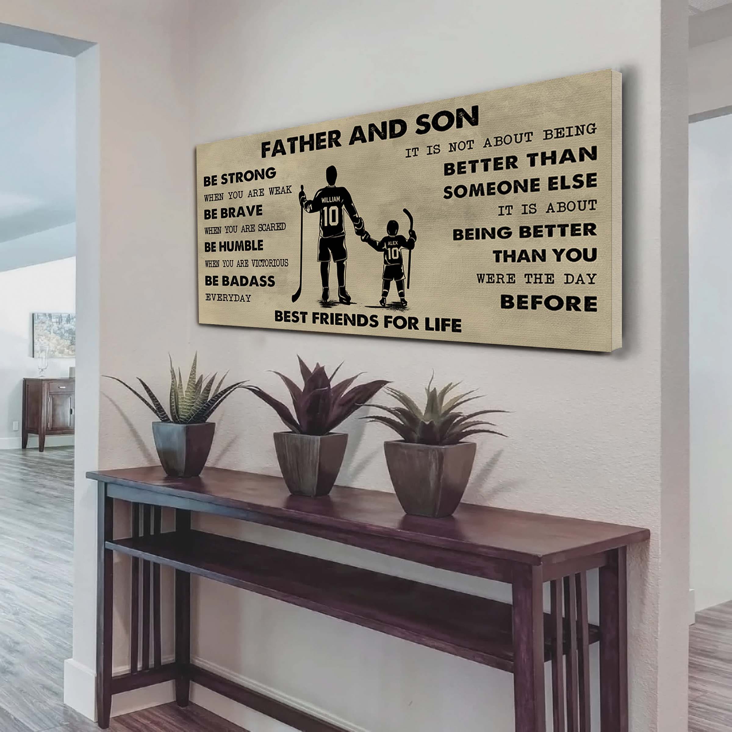 Sport-Family Father And Son Best Friends For Life - Be Strong When You Are Weak Poster Canvas Gift For Son From Father