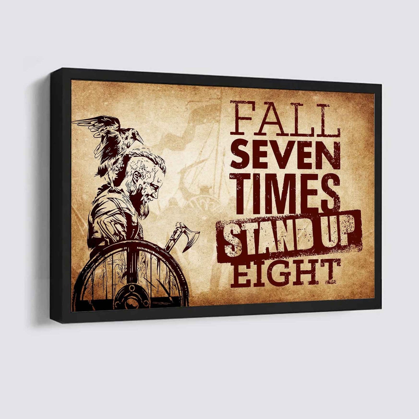 Viking Poster Canvas Fall Down Seven Times Stand Up Eight