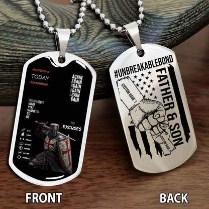 Personalized Double Side Graphic Dog Tag Father And Son UnBreakable Bond Again Again Again