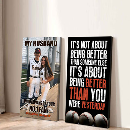 To My Husband Canvas I Am Your No 1 Fan - 2 Piece Canvas Wall Art - It's About Being Better Than You Were Yesterday