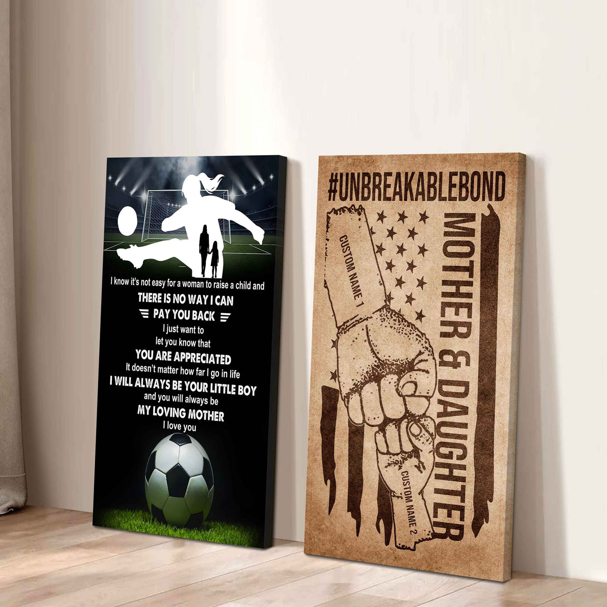To My Mom From Daughter UnBreakable Bond - 2 Piece Canvas Wall Art - I Know It's Not Easy To Raise