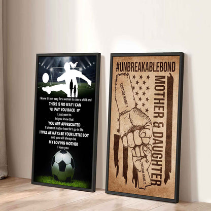 To My Mom From Daughter UnBreakable Bond - 2 Piece Canvas Wall Art - I Know It's Not Easy To Raise