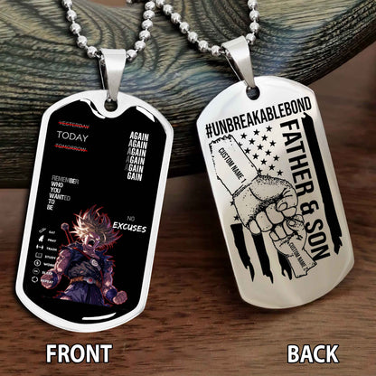 Personalized Double Side Graphic Dog Tag Father And Son UnBreakable Bond Again Again Again