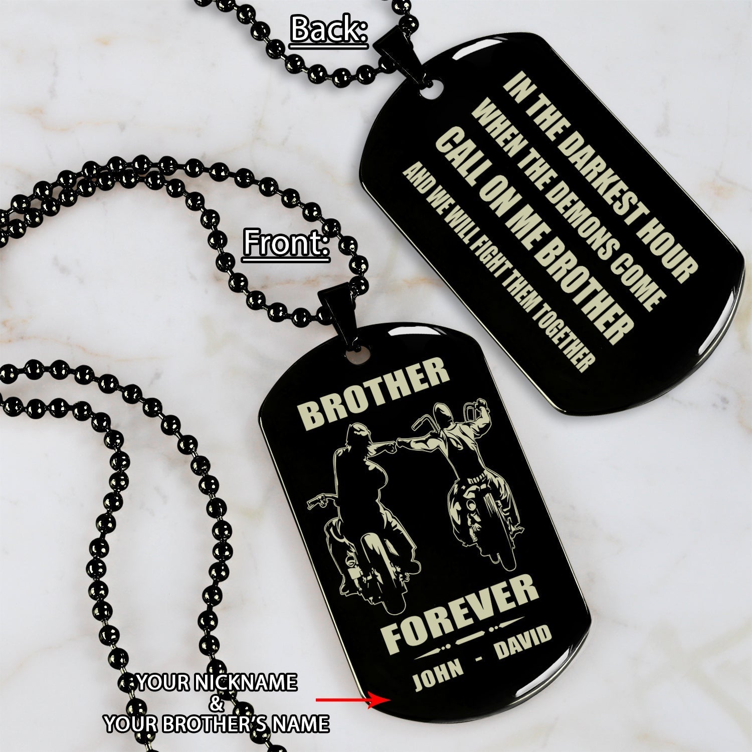 Soldier Call on me brother engraved dog tag double sided , Gift for brothers Brother Forever