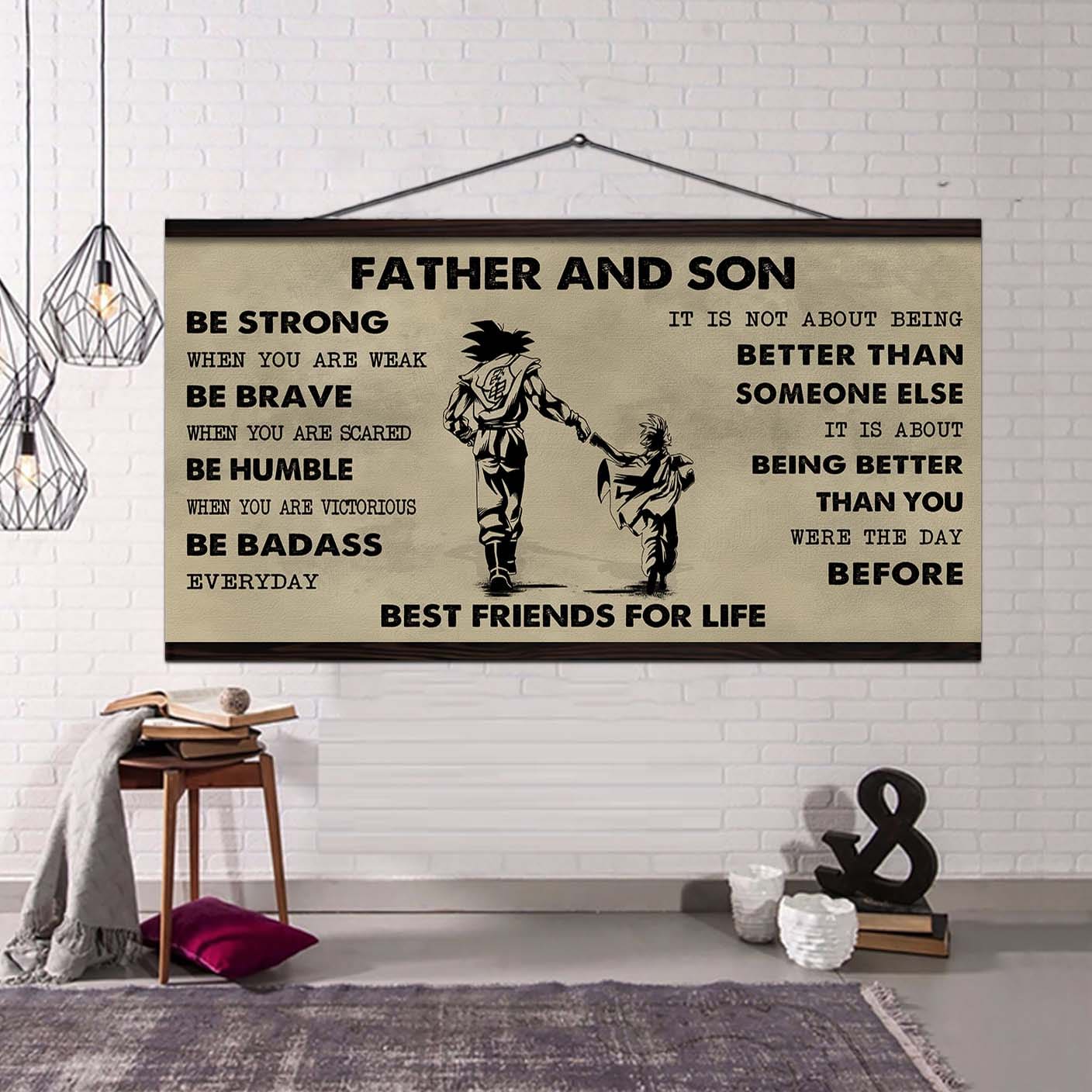 Ver 2 Family Father And Son Best Friends For Life - Be Strong When You Are Weak Poster Canvas Gift For Son From Father