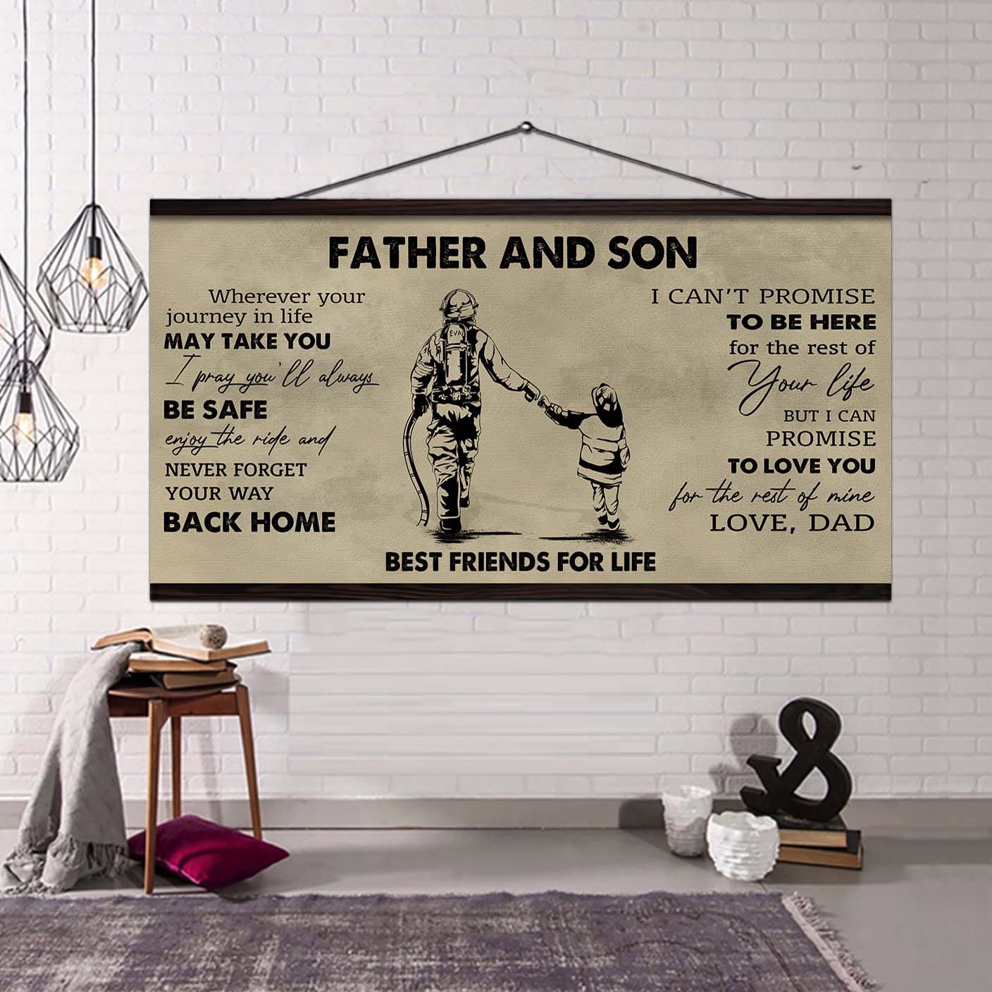 DRB Father And Son Best Friends For Life - Never Forget Your Way Back Home Poster Canvas Gift For Son From Father-Photo Upload