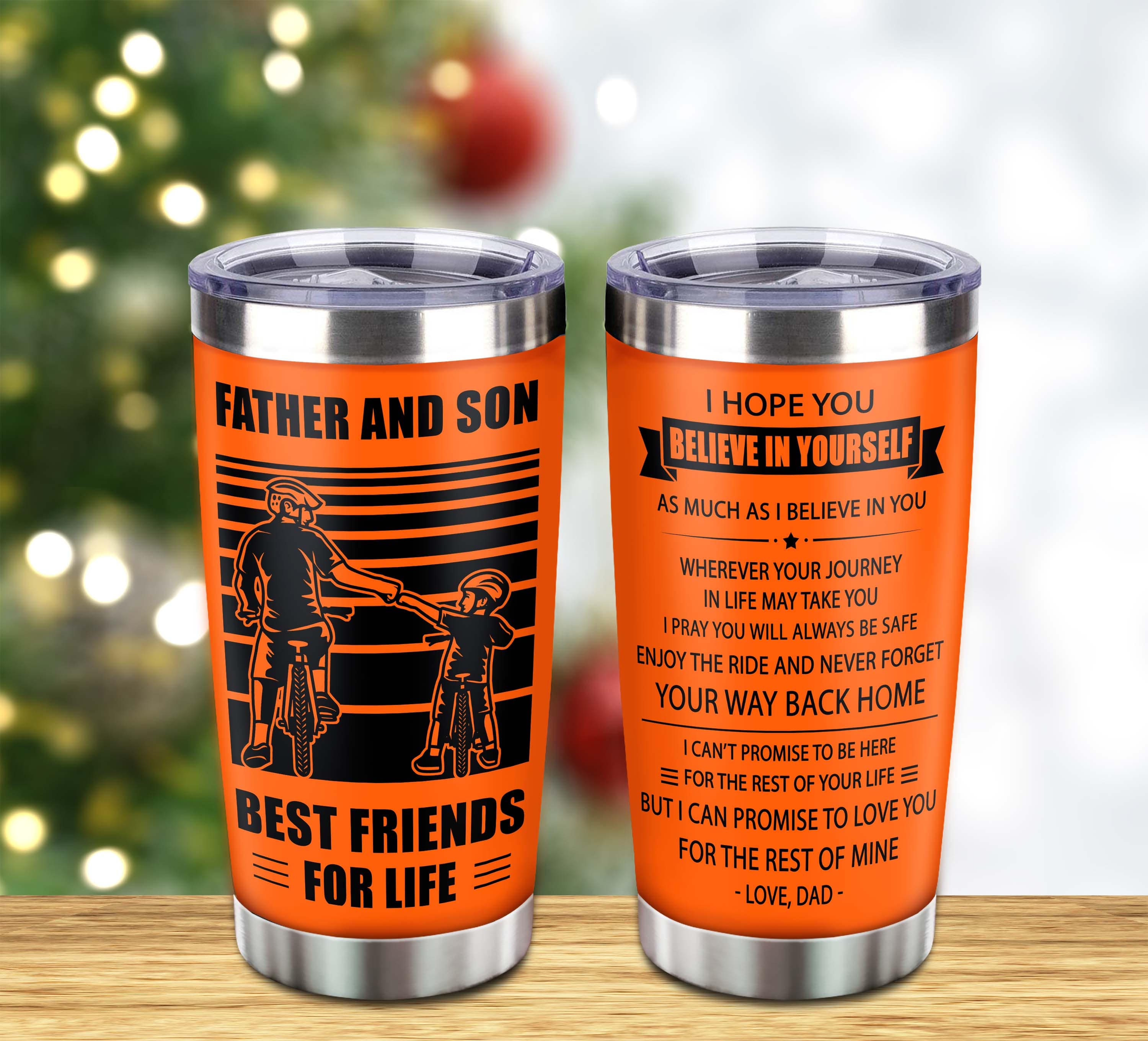 Customizable Soccer Tumbler, Gifts From Dad To Son Father And Son Best Friend For Life With Inspriration Message