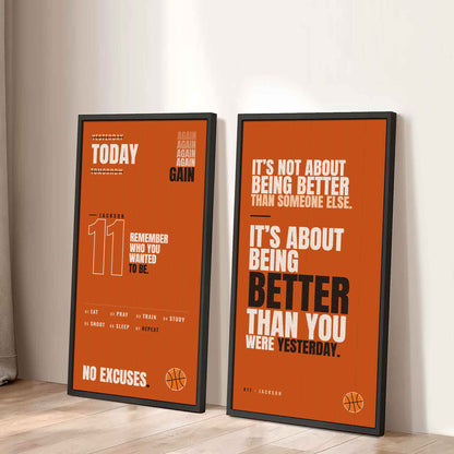 Sport Poster Again Again Again It's About Being Better Than You Were Yesterday - 2 Piece Canvas Wall Art