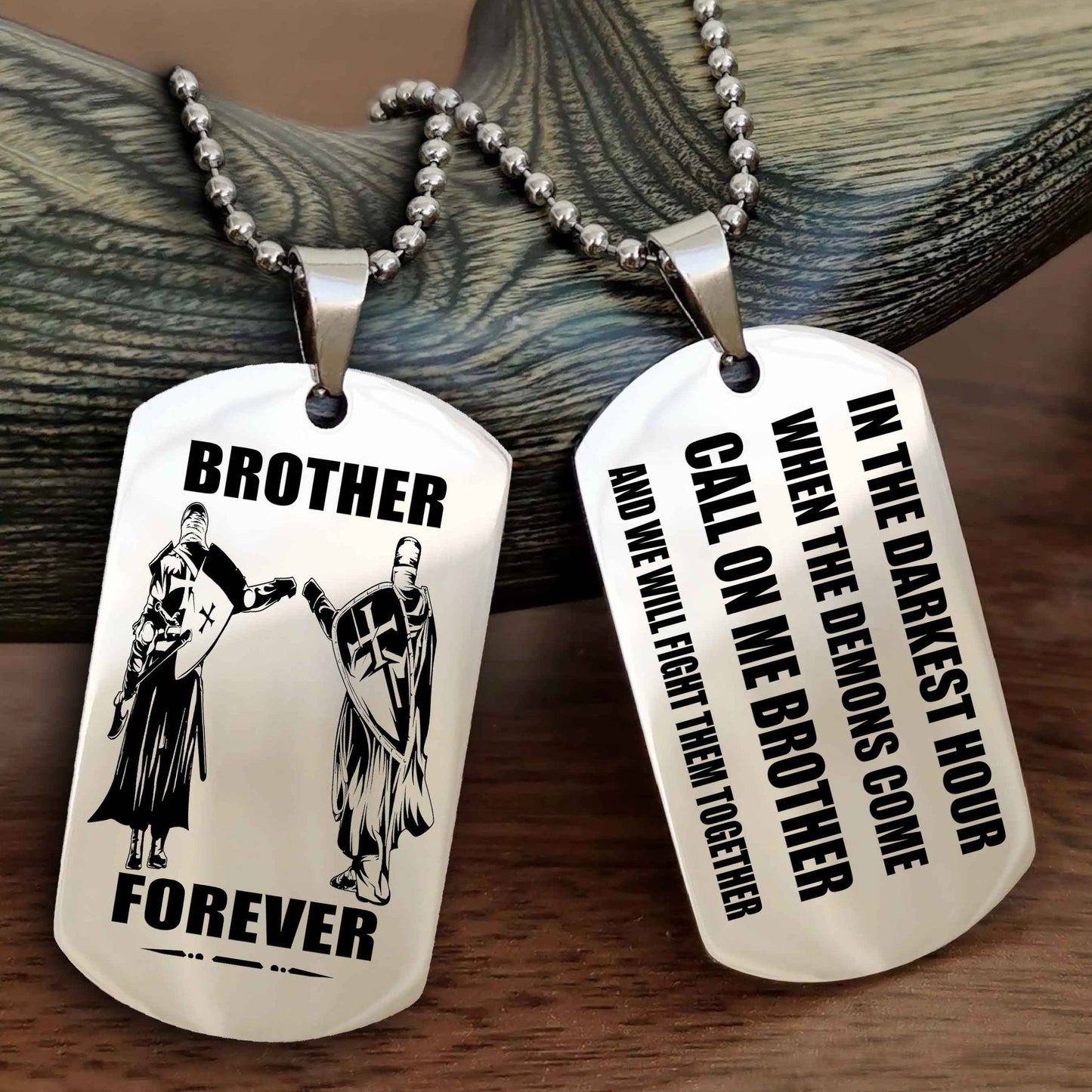 Viking Engraved Double Sided Dog Tag Call On Me Brother NAG Brothers Forever We Will Fight Them Together