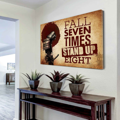Viking Poster Canvas Fall Down Seven Times Stand Up Eight