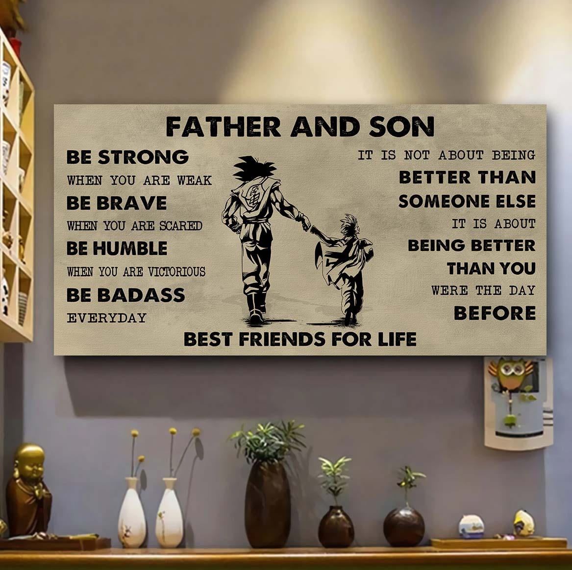 Vikings Father And Son Best Friends For Life - Be Strong When You Are Weak Poster Canvas Gift For Son From Father-Photo Upload