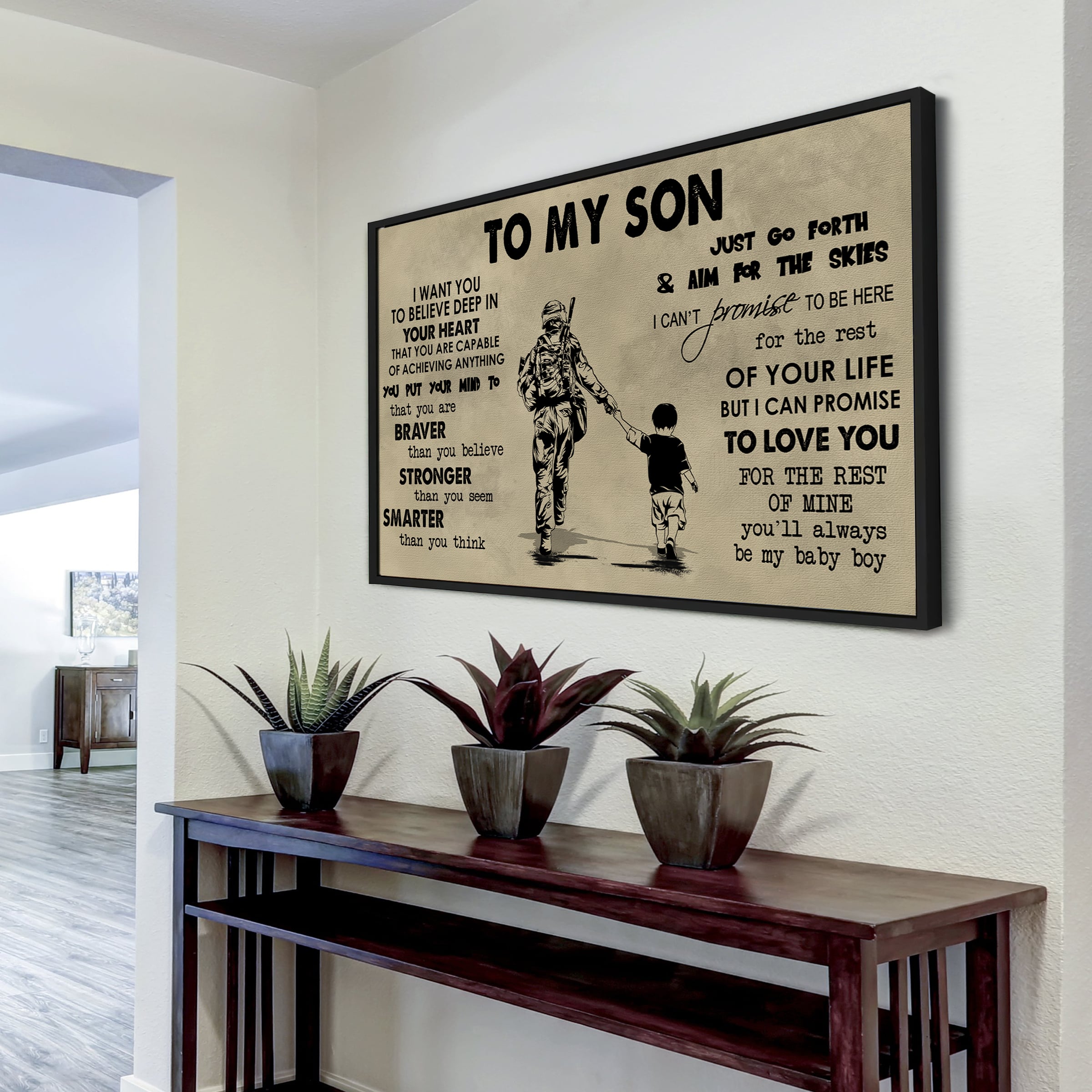 Canvas Poster Dad To Son You Are Braver Than You Believe You'll Always Be My Baby Boy