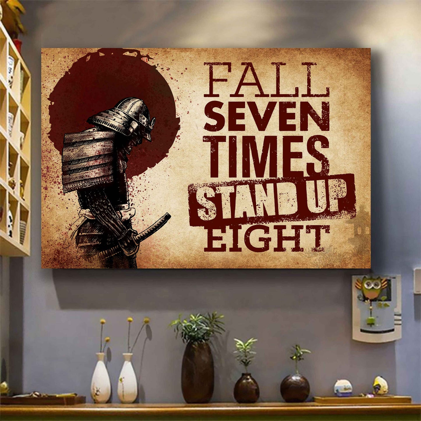 Viking Poster Canvas Fall Down Seven Times Stand Up Eight