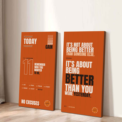 Sport Poster Again Again Again It's About Being Better Than You Were Yesterday - 2 Piece Canvas Wall Art