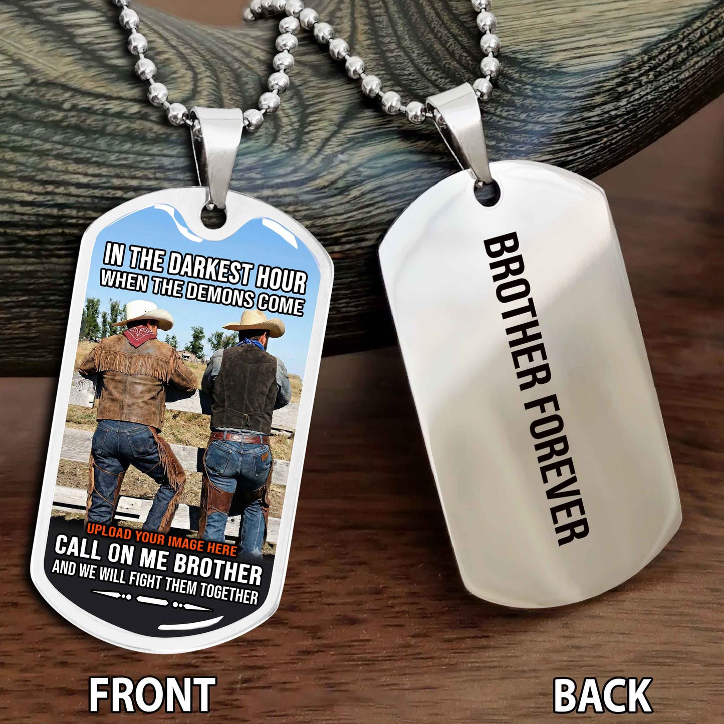 Personalized Double Side Graphic Dog Tag Gift For Your Brother - Brother Forever