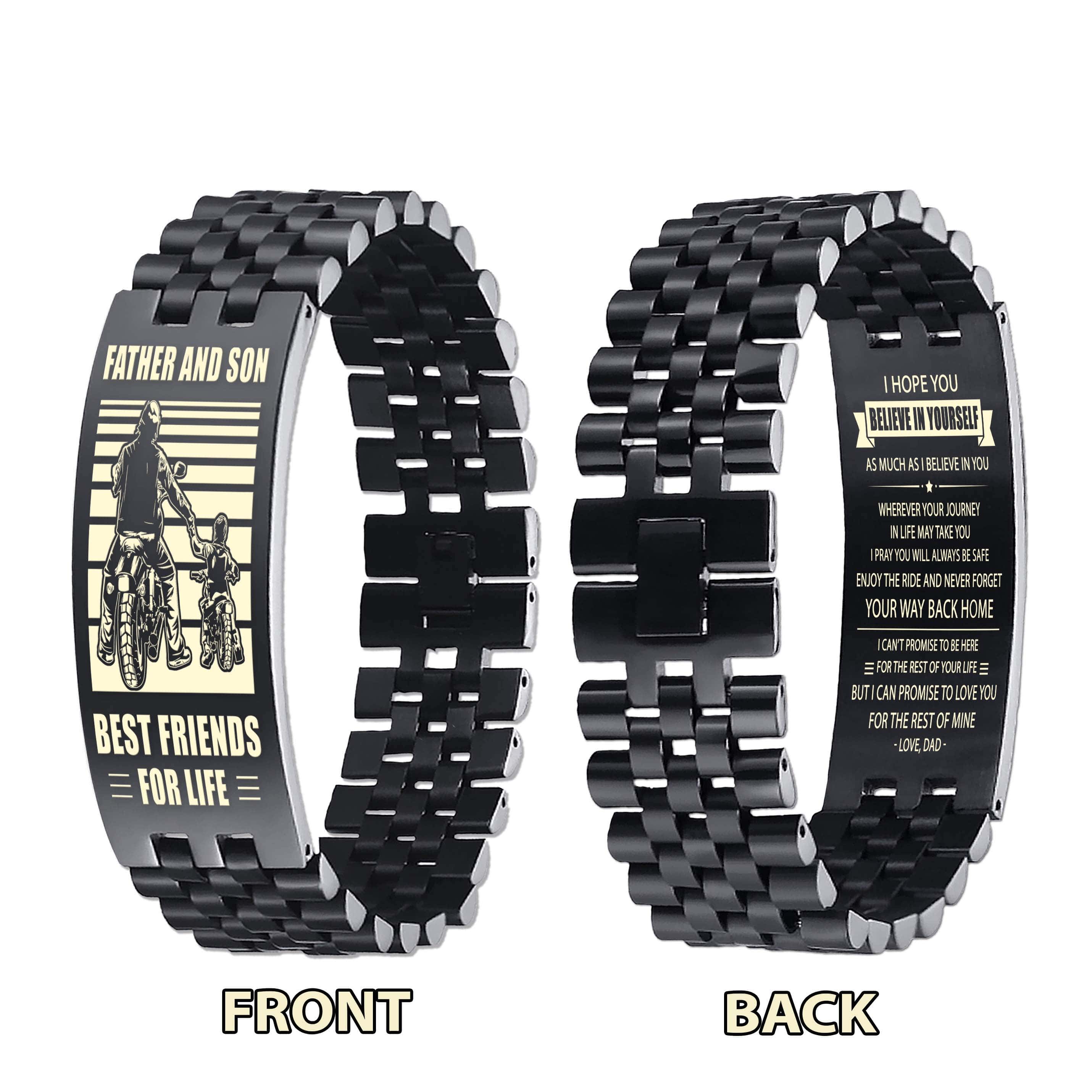 WBH Spartan Personalized Double Sided Bracelet Father And Son Best Friends For Life - Message on the back side