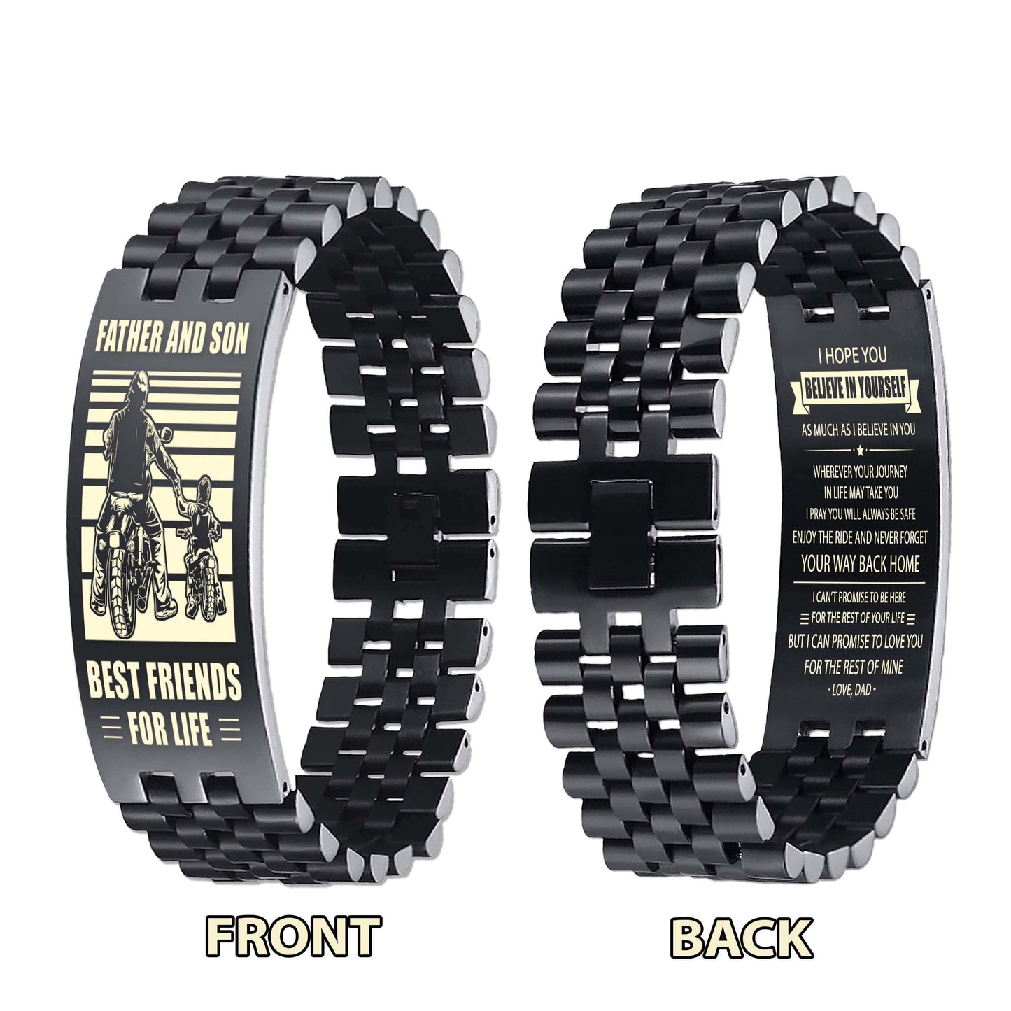 Samurai NVL Personalized Double Sided Bracelet Father And Son Best Friends For Life - Message on the back side