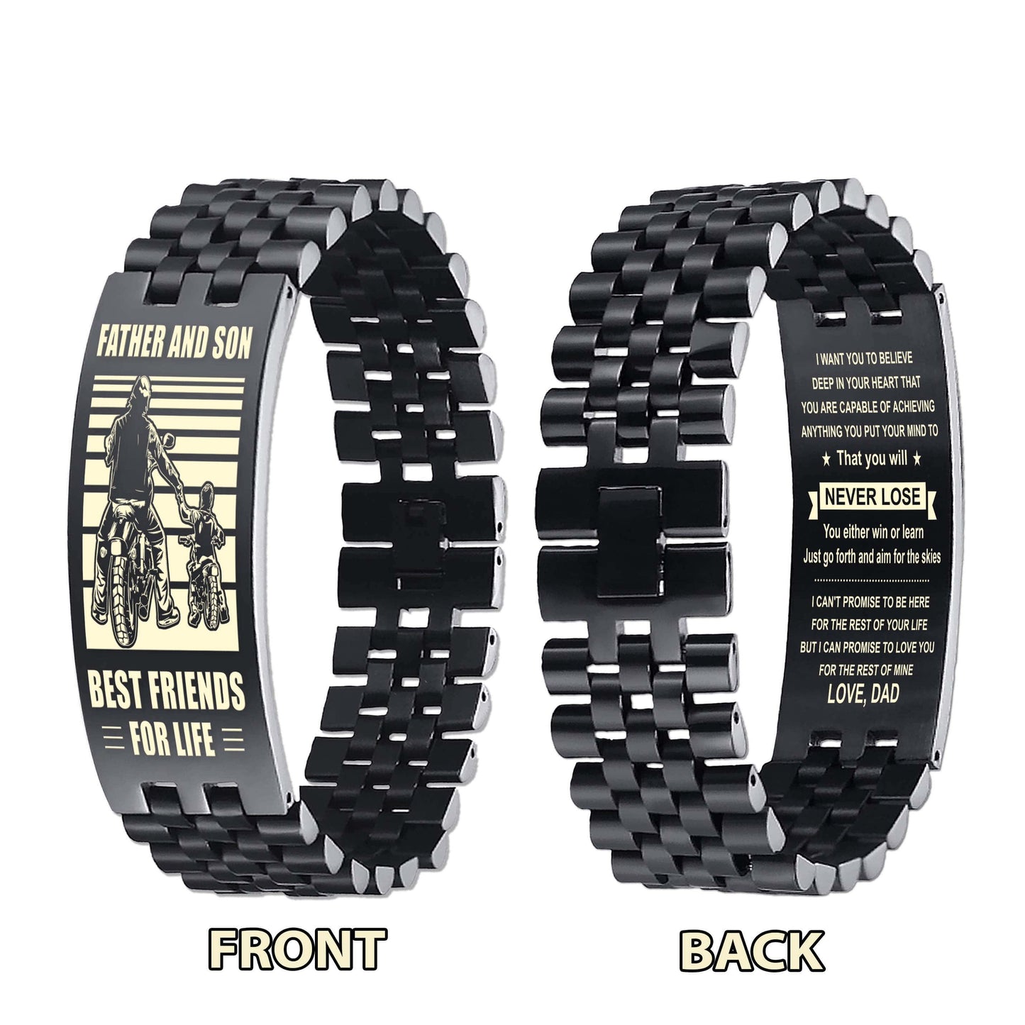 Samurai ANT Personalized Double Sided Bracelet Father And Son Best Friends For Life - Message on the back side