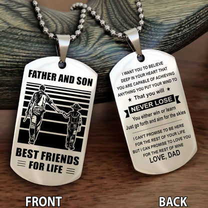 Carpenter Personalized Double Sided Dog Tag Father And Son - You Will Never Lose You Either Win Or Learn From Dad To Son