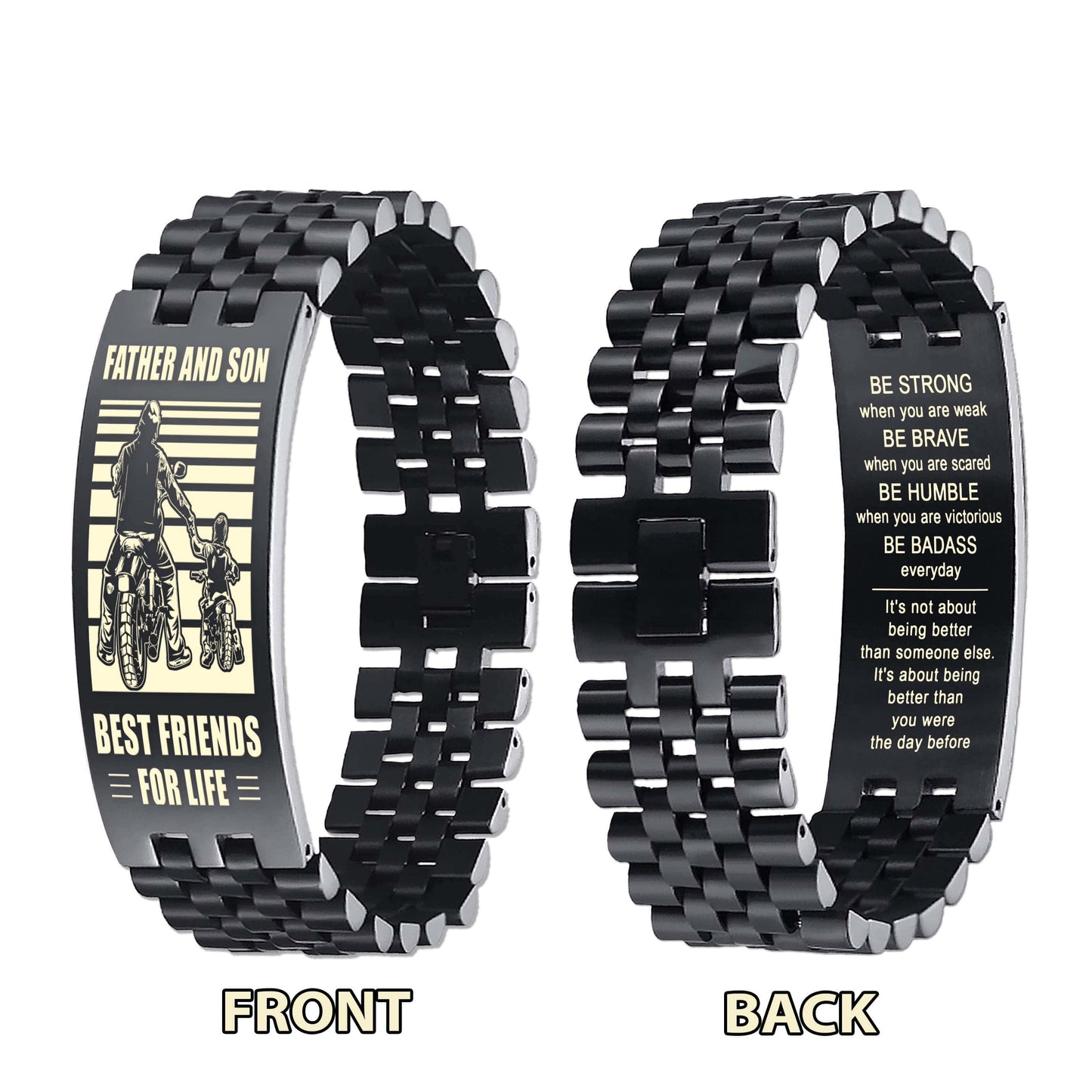 Samurai ANT Personalized Double Sided Bracelet Father And Son Best Friends For Life - Message on the back side
