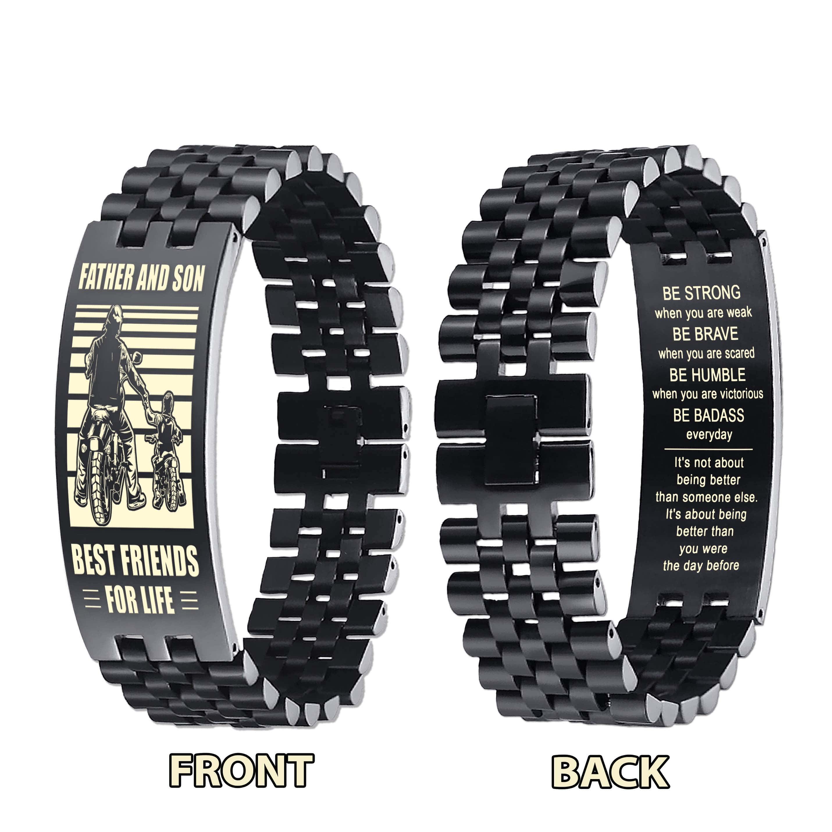 WBH Vikings Personalized Double Sided Bracelet Father And Son Best Friends For Life - Message on the back side