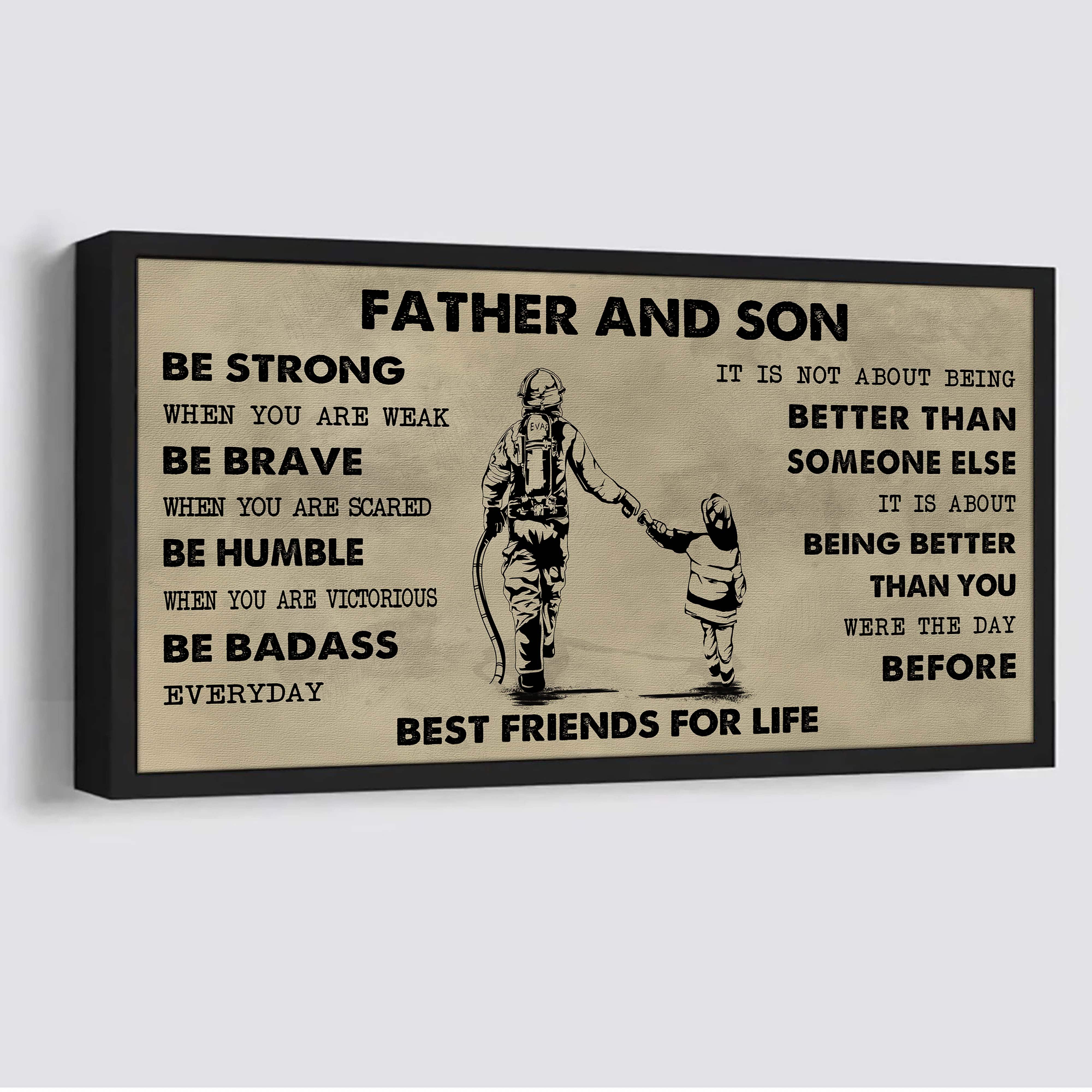 Vikings Father And Son Best Friends For Life - Be Strong When You Are Weak Poster Canvas Gift For Son From Father-Photo Upload