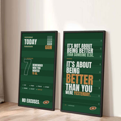 Sport Poster Again Again Again It's About Being Better Than You Were Yesterday - 2 Piece Canvas Wall Art